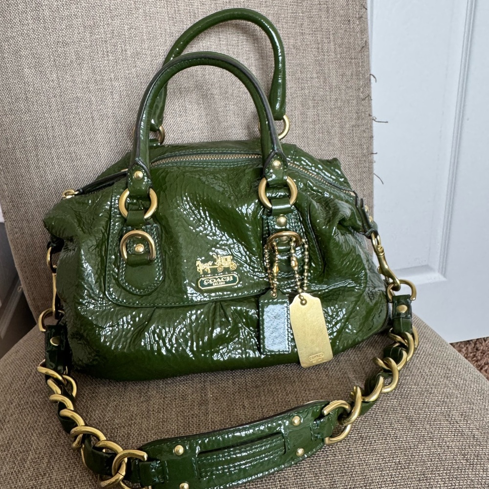 Coach Green Patent Leather Madison Satchel